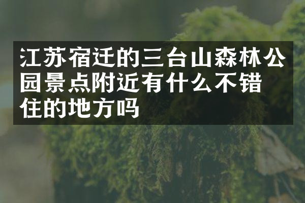 江苏宿迁的三台山森林公园景点附近有什么不错的住的地方吗