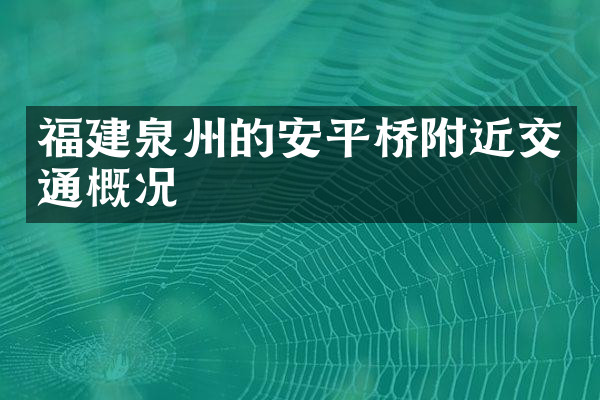 福建泉州的安平桥附近交通概况