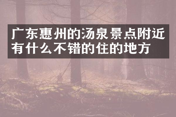 广东惠州的汤泉景点附近有什么不错的住的地方吗