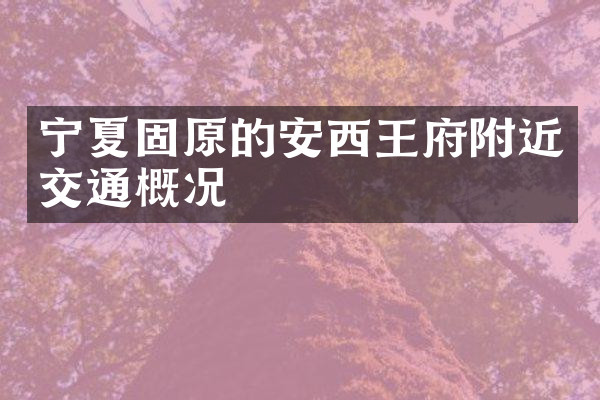 宁夏固原的安西王府附近交通概况