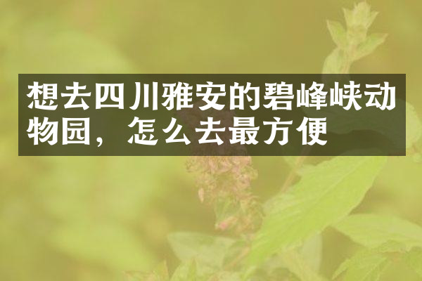 想去四川雅安的碧峰峡动物园，怎么去最方便