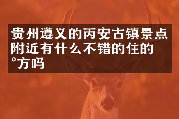 贵州遵义的丙安古镇景点附近有什么不错的住的地方吗