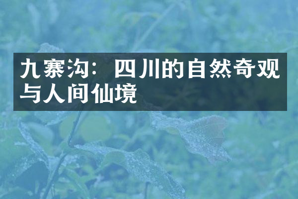 九寨沟：四川的自然奇观与人间仙境