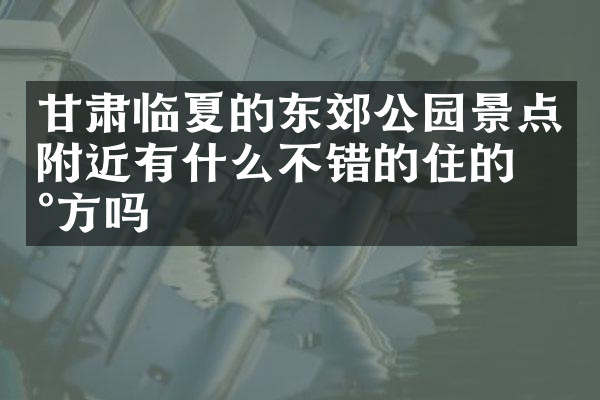 甘肃临夏的东郊公园景点附近有什么不错的住的地方吗