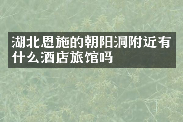 湖北恩施的朝阳洞附近有什么酒店旅馆吗