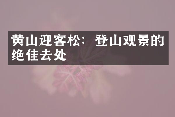 黄山迎客松：登山观景的绝佳去处