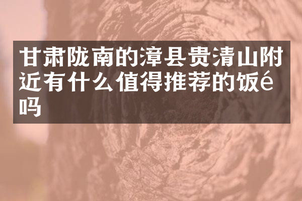 甘肃陇南的漳县贵清山附近有什么值得推荐的饭馆吗