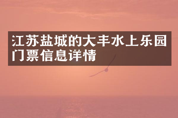 江苏盐城的大丰水上乐园门票信息详情