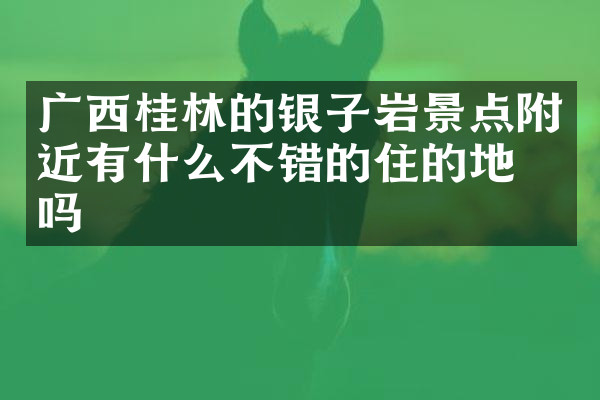 广西桂林的银子岩景点附近有什么不错的住的地方吗