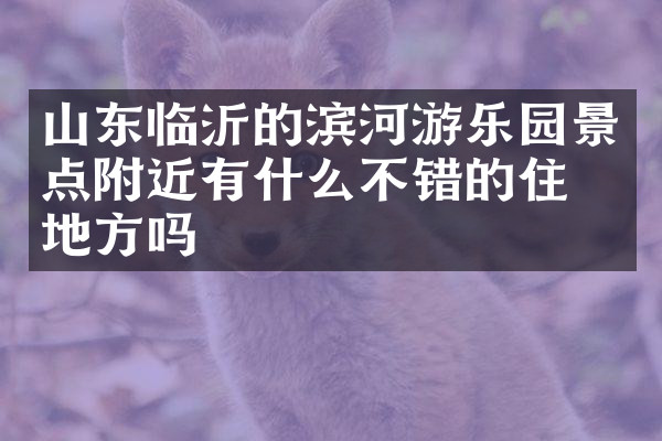 山东临沂的滨河游乐园景点附近有什么不错的住的地方吗