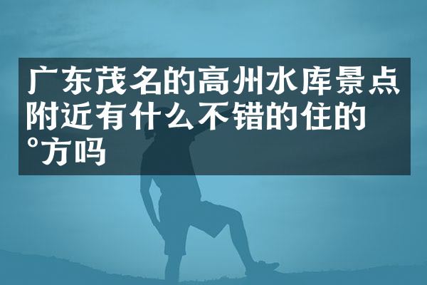 广东茂名的高州水库景点附近有什么不错的住的地方吗