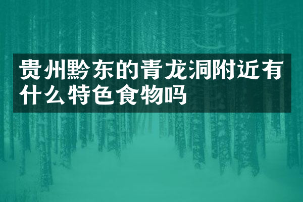贵州黔东的青龙洞附近有什么特色食物吗