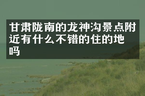 甘肃陇南的龙神沟景点附近有什么不错的住的地方吗