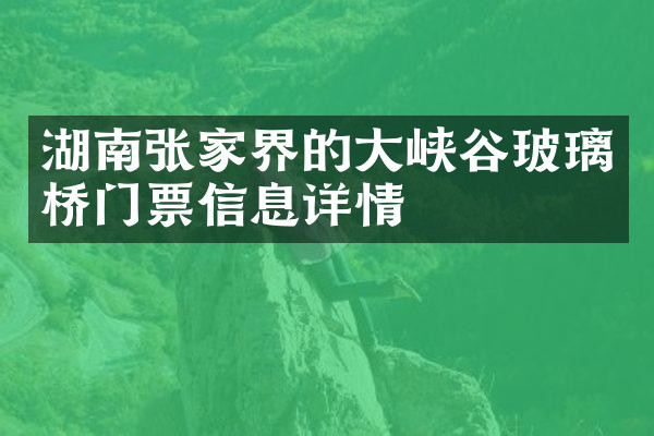 湖南张家界的大峡谷玻璃桥门票信息详情