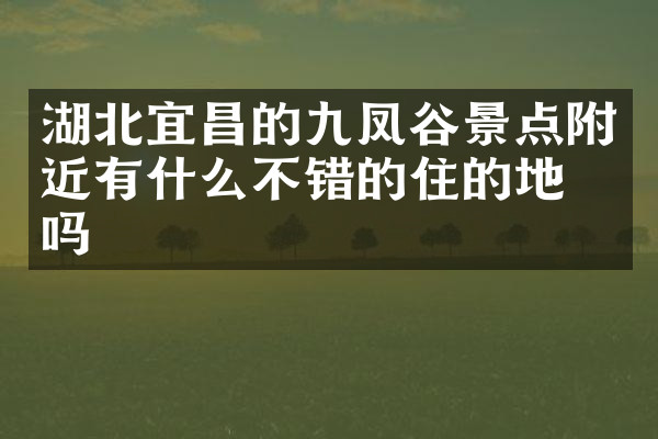 湖北宜昌的九凤谷景点附近有什么不错的住的地方吗