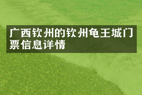 广西钦州的钦州龟王城门票信息详情