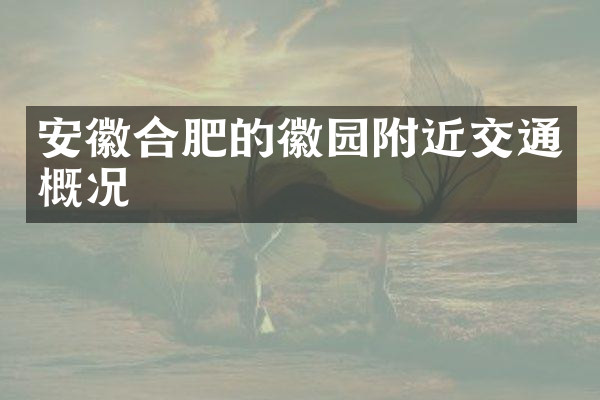 安徽合肥的徽园附近交通概况