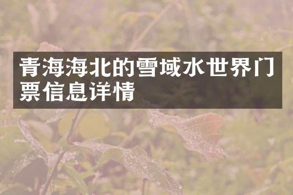 青海海北的雪域水世界门票信息详情