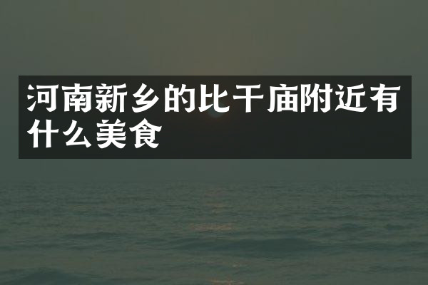 河南新乡的比干庙附近有什么美食