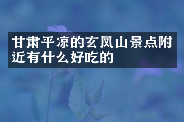 甘肃平凉的玄凤山景点附近有什么好吃的
