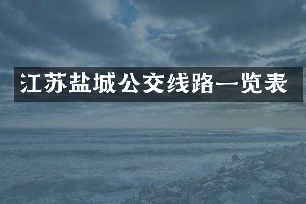 江苏盐城公交线路一览表