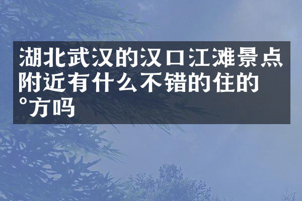 湖北武汉的汉口江滩景点附近有什么不错的住的地方吗