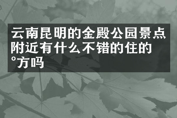 云南昆明的金殿公园景点附近有什么不错的住的地方吗