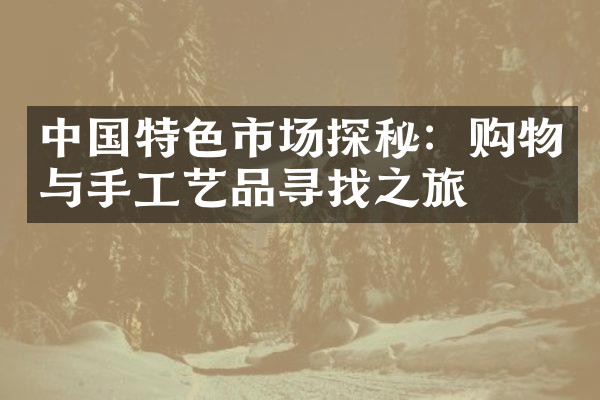 中国特色市场探秘：购物与手工艺品寻找之旅