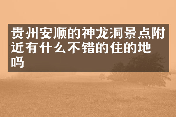 贵州安顺的神龙洞景点附近有什么不错的住的地方吗