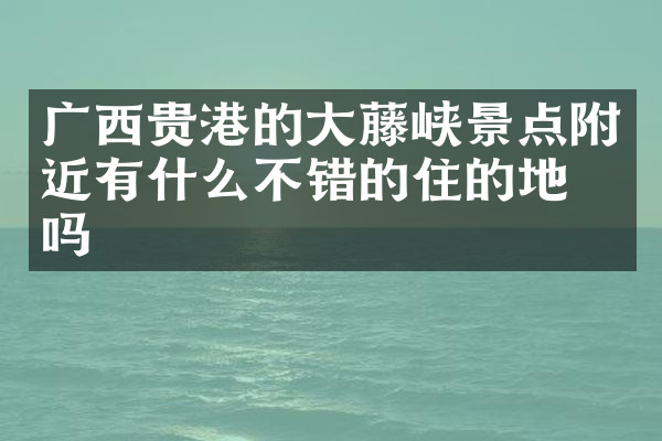 广西贵港的大藤峡景点附近有什么不错的住的地方吗