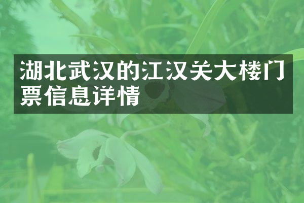 湖北武汉的江汉关大楼门票信息详情