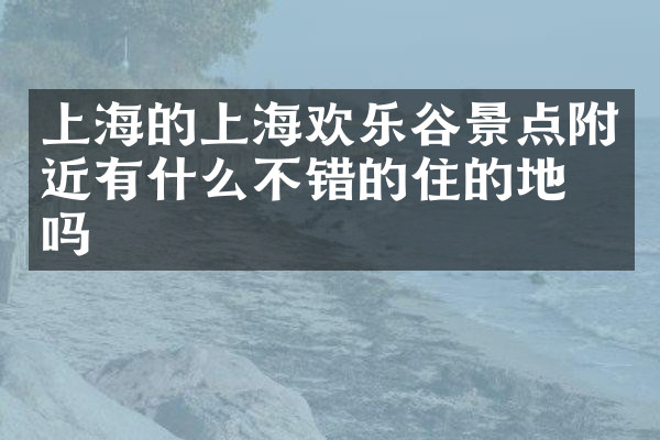 上海的上海欢乐谷景点附近有什么不错的住的地方吗
