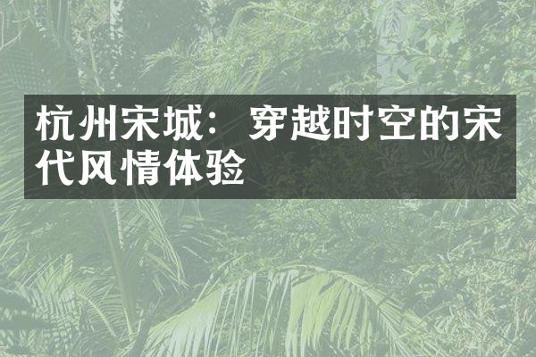 杭州宋城：穿越时空的宋代风情体验