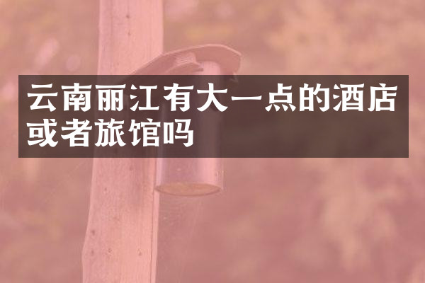 云南丽江有大一点的酒店或者旅馆吗