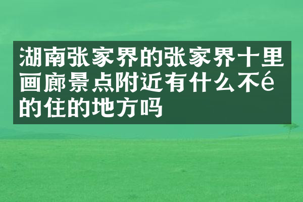湖南张家界的张家界十里画廊景点附近有什么不错的住的地方吗