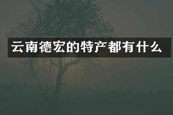 云南德宏的特产都有什么