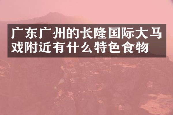 广东广州的长隆国际大马戏附近有什么特色食物吗
