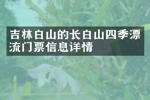 吉林白山的长白山四季漂流门票信息详情