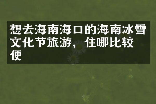 想去海南海口的海南冰雪文化节旅游，住哪比较方便