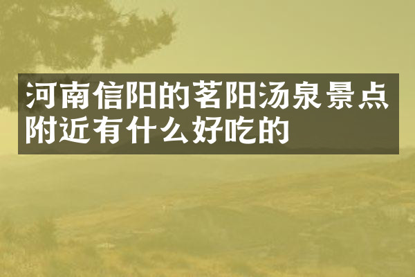 河南信阳的茗阳汤泉景点附近有什么好吃的