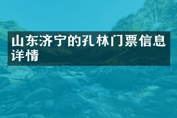 山东济宁的孔林门票信息详情