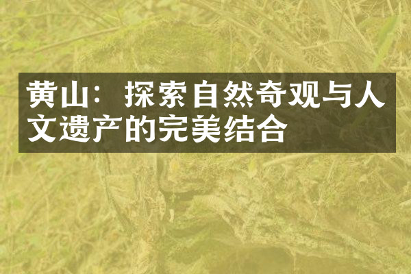 黄山：探索自然奇观与人文遗产的完美结合