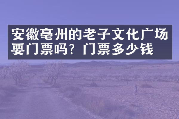 安徽亳州的老子文化广场要门票吗？门票多少钱？