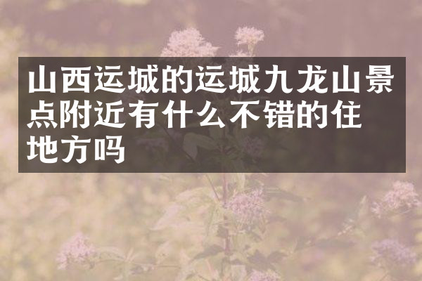 山西运城的运城九龙山景点附近有什么不错的住的地方吗