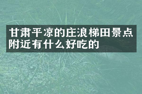 甘肃平凉的庄浪梯田景点附近有什么好吃的