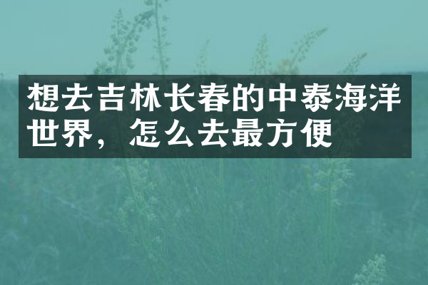 想去吉林长春的中泰海洋世界，怎么去最方便