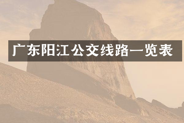 广东阳江公交线路一览表