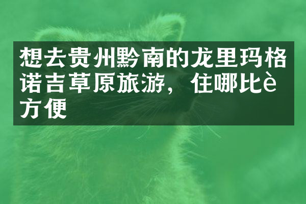 想去贵州黔南的龙里玛格诺吉草原旅游，住哪比较方便
