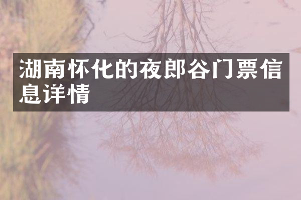 湖南怀化的夜郎谷门票信息详情