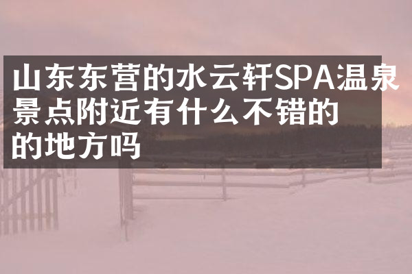 山东东营的水云轩SPA温泉景点附近有什么不错的住的地方吗